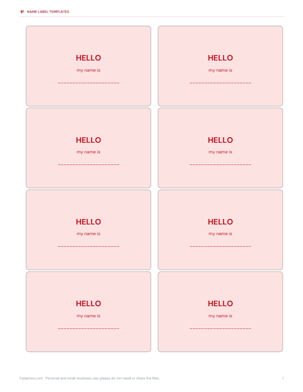 Preview of Printable Hello My Name Is Labels