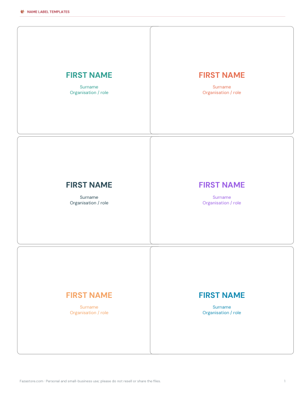 Preview of Printable Name Badge Labels