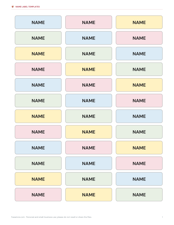 Preview of Printable Supply Labels Template